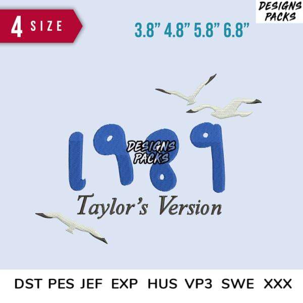 1989 Taylor's Version embroidery design with seagulls, available in multiple sizes and formats