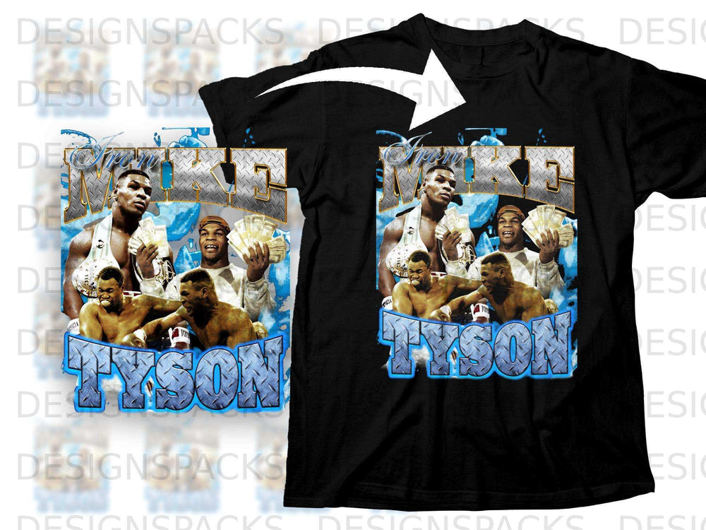 Mike Tyson graphic tee with money and boxing imagery.