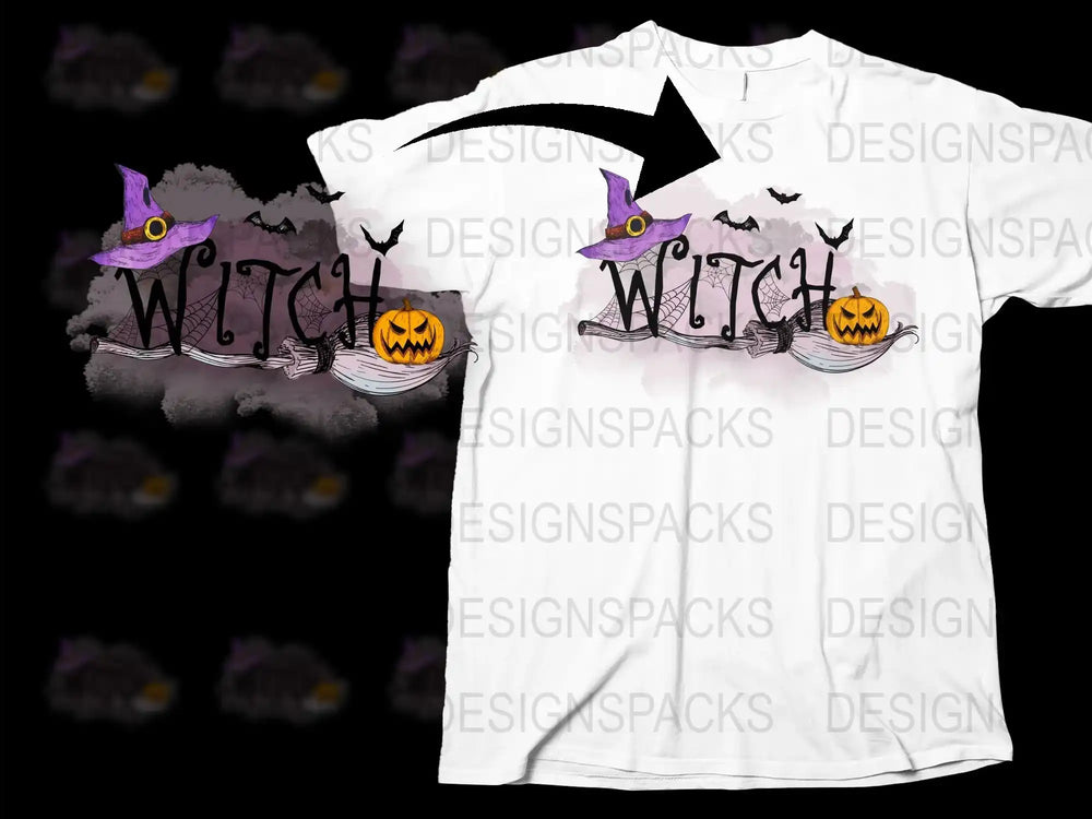 Witch Halloween T-Shirt, Spooky Pumpkin and Bats Graphic Tee, Unisex Fall Fashion Shirt