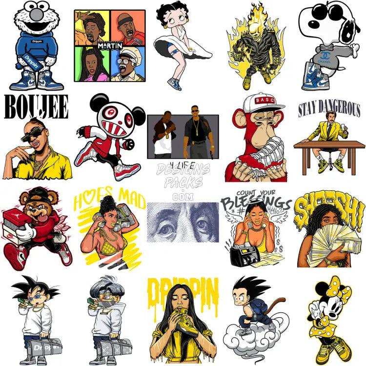 199 Streetwear Mixed Designs Bundle Png