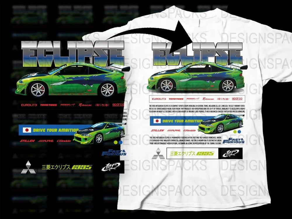 1995 Mitsubishi Eclipse Fast and Furious Movie Png Digital Download