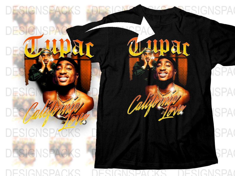 Tupac California Love Graphic T-Shirt, Vintage Hip Hop Tee, Unisex Black Cotton Shirt, Music Fan Apparel Gift