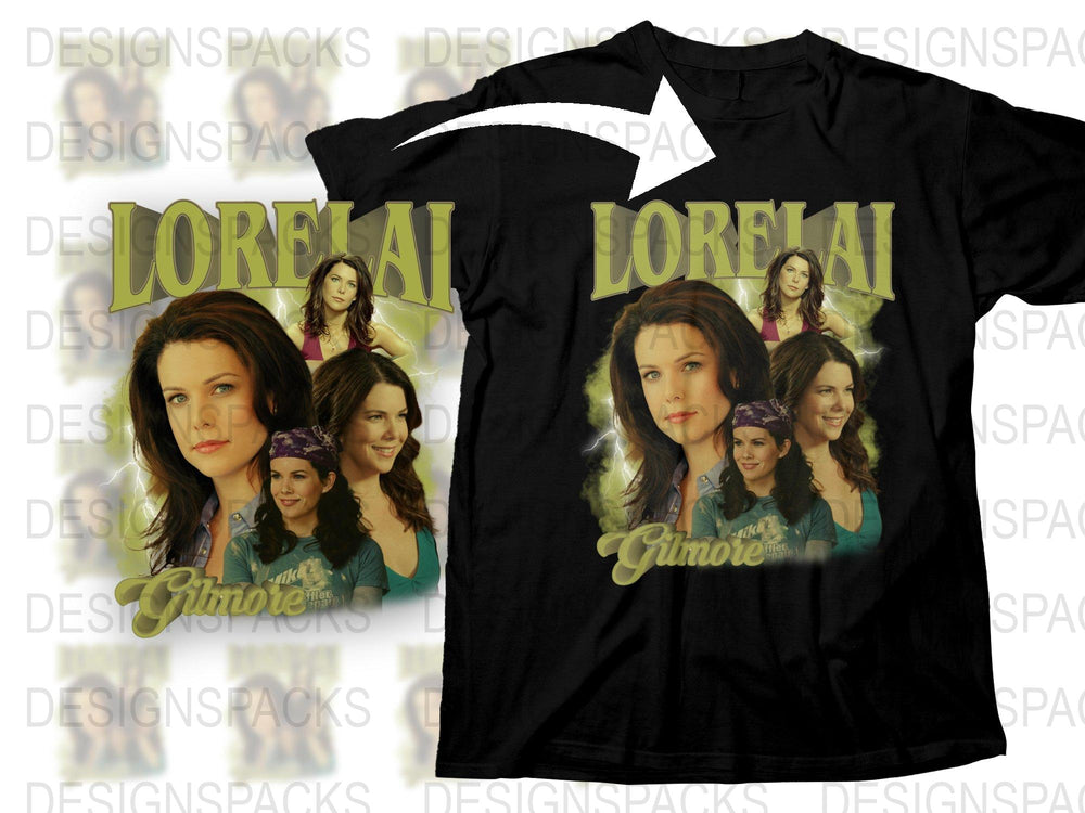Lorelai Gilmore Girls Inspired T-Shirt, Vintage Graphic Tee, TV Show Fan Apparel, Multiple Poses Design Black Shirt