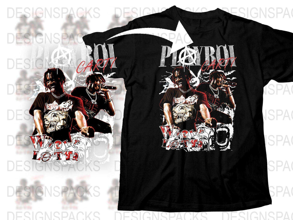 Hip Hop Cartoon Graphic T-Shirt, Urban Streetwear, Men's and Women's Black Tee, Trendy Music Inspired Fashion Top
