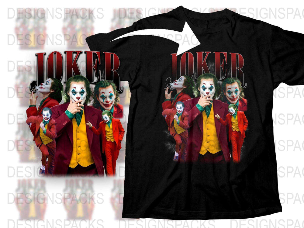 Joker Inspired Graphic T-Shirt, Movie Character Clown Design, Red and Black Tee, Unisex Fashion Top, Unique Gift Idea