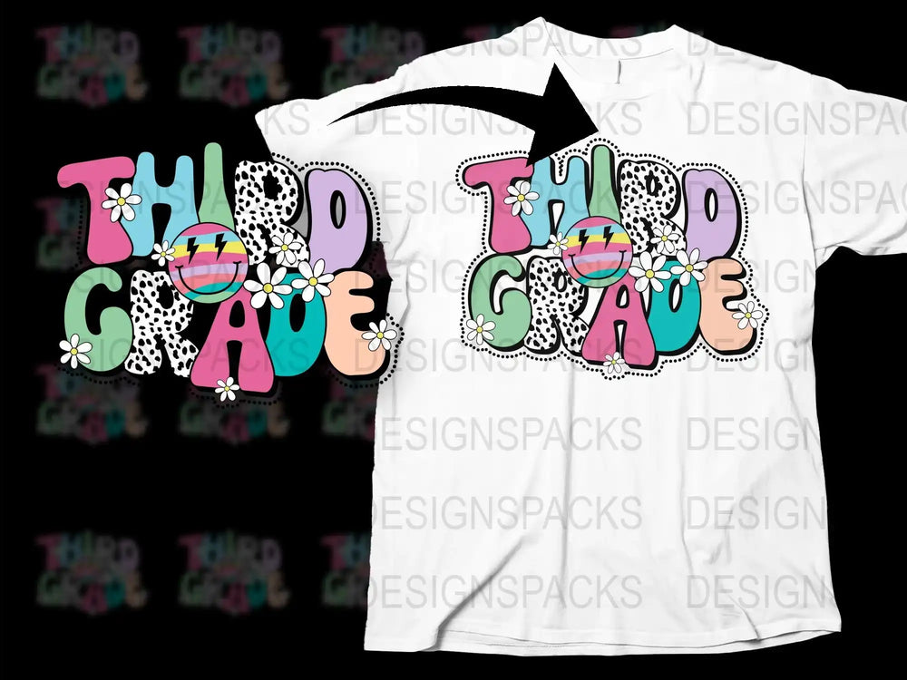 Third Grade Teacher T-Shirt, Colorful Floral Typography, Cute Educator Tee, Fun School Wear, Unisex Kid's Clothing