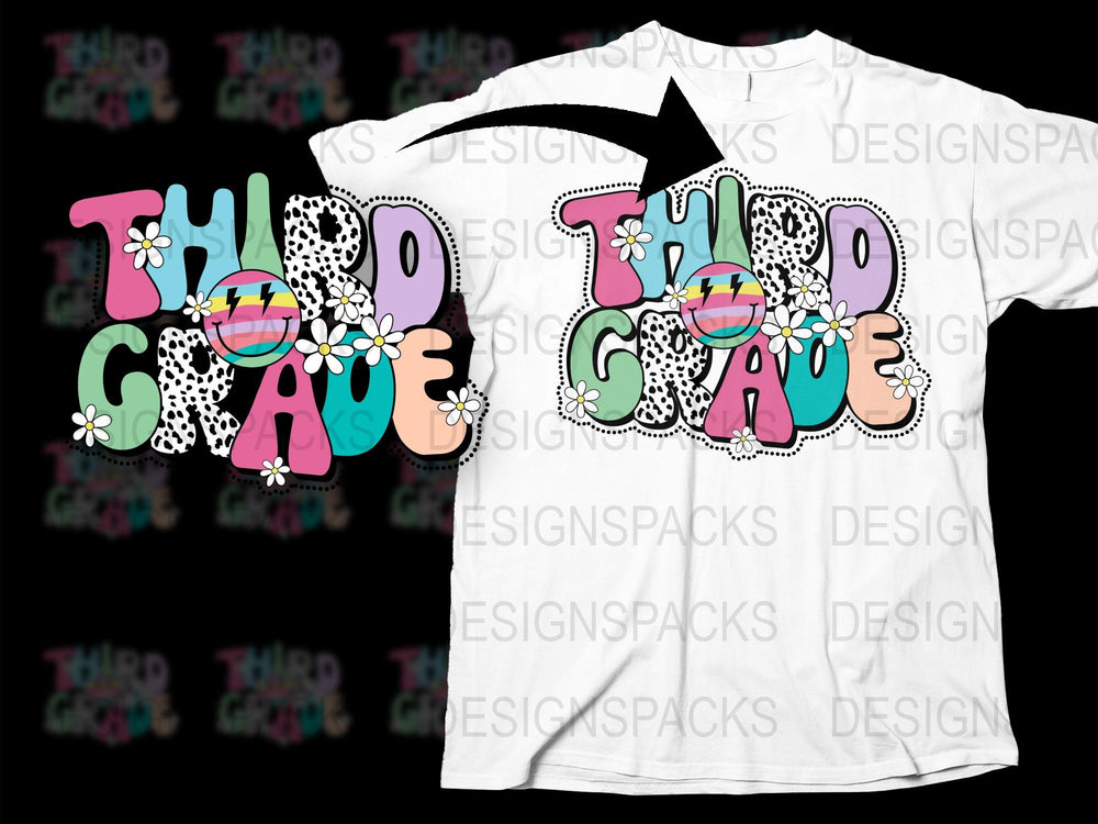 Third Grade Teacher T-Shirt, Colorful Floral Typography, Cute Educator Tee, Fun School Wear, Unisex Kid's Clothing