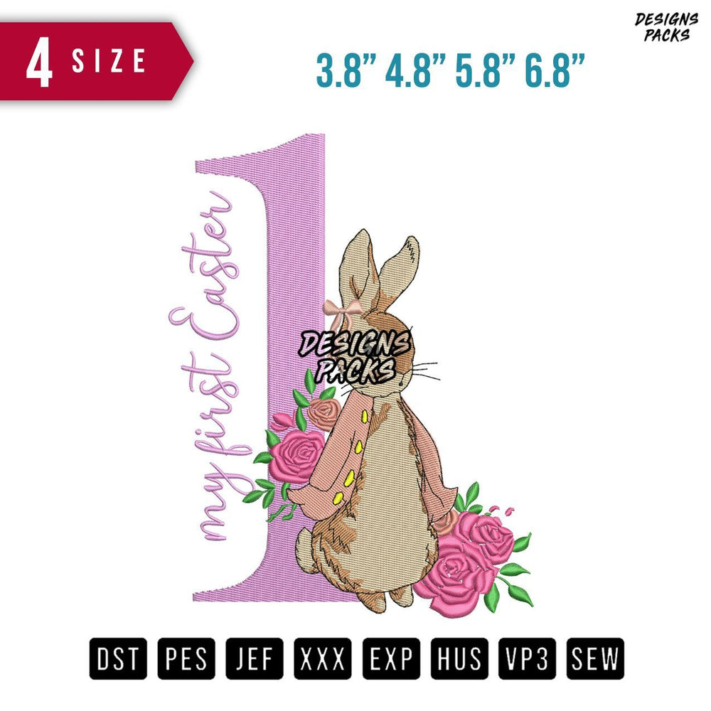 1 Easter Rabbit Embroidery Design
