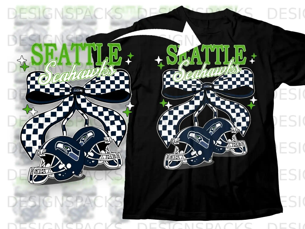 Seattle Seahawks Checker Bow Helmets Graphic Shirt