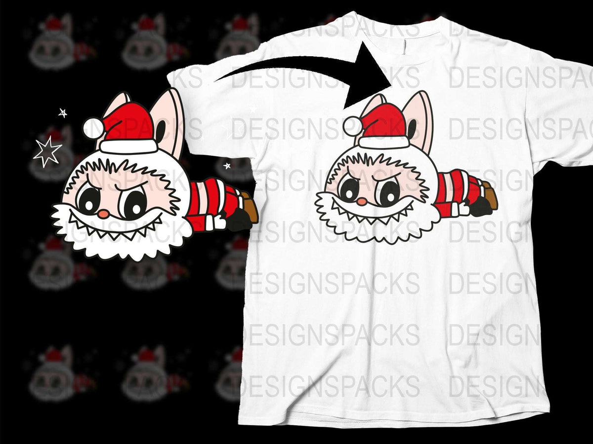Cute Christmas Fox T-Shirt, Festive Holiday Animal Design, Santa Hat Graphic Tee, Unisex Kids and Adults Apparel