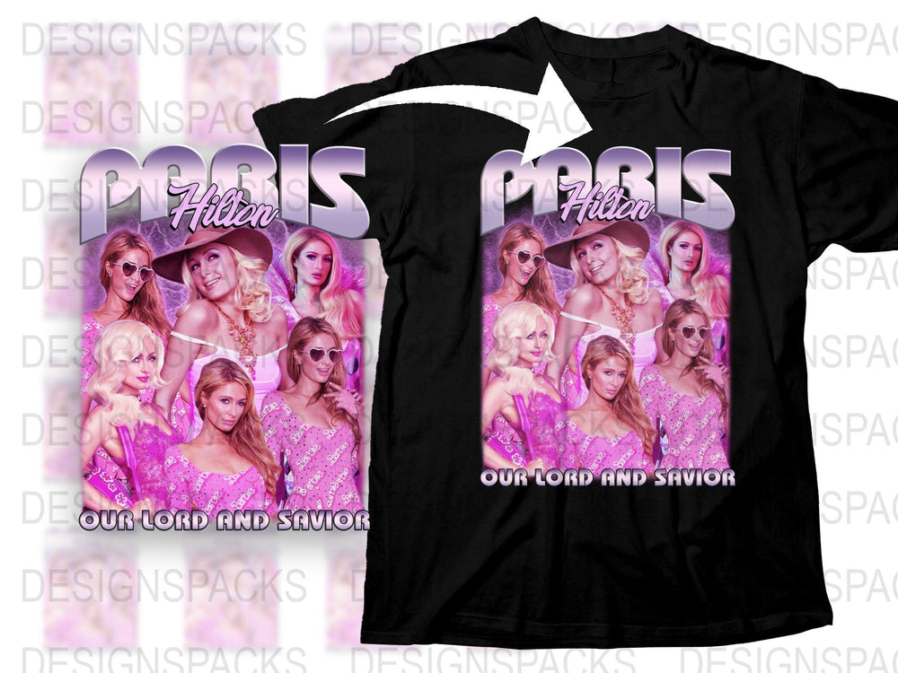 Pop Icon T-Shirt, Vintage Style Graphic Tee, Retro Celebrity Fashion, Unisex Black Shirt