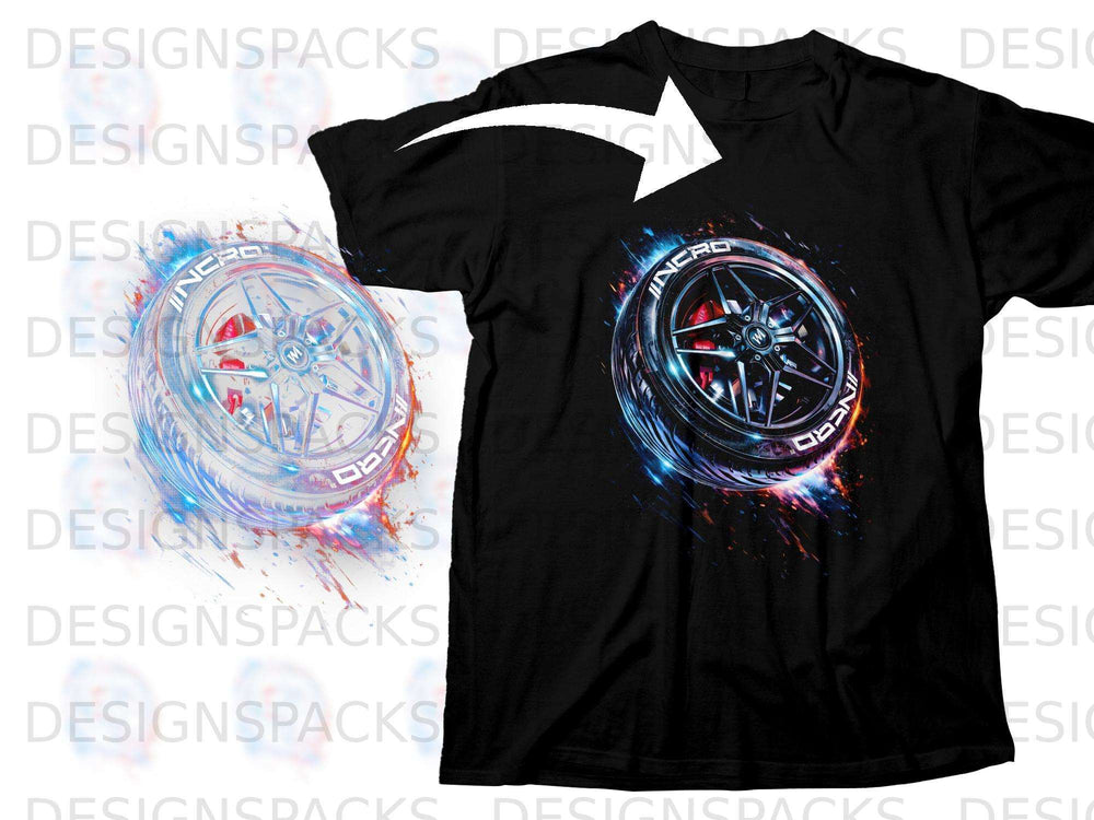 Black t-shirt with a glowing wheel graphic featuring the word "INCRO".