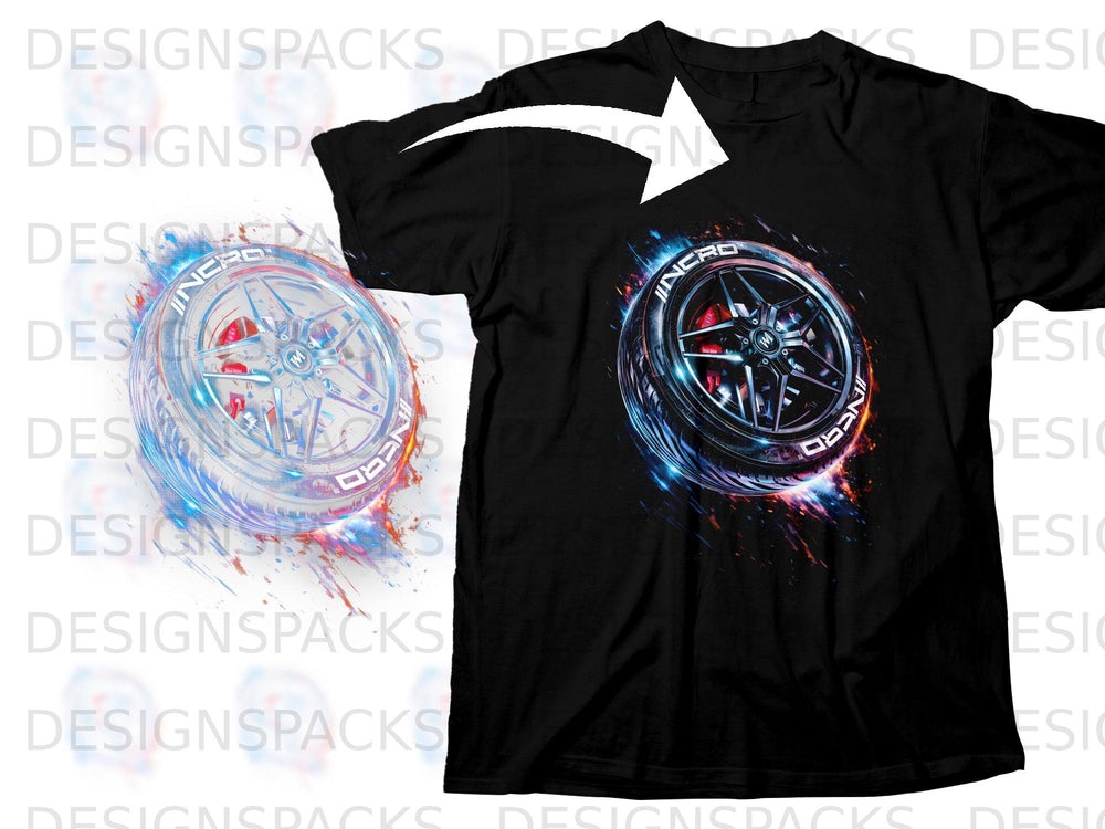 Black t-shirt with a glowing wheel graphic featuring the word "INCRO".