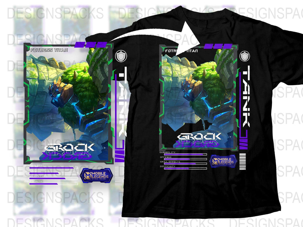 Mobile Legends Grock Titan Graphic T-Shirt, Gamer Apparel, Cool Video Game Clothing, Unique Gift Idea, Stylish Gaming Tee