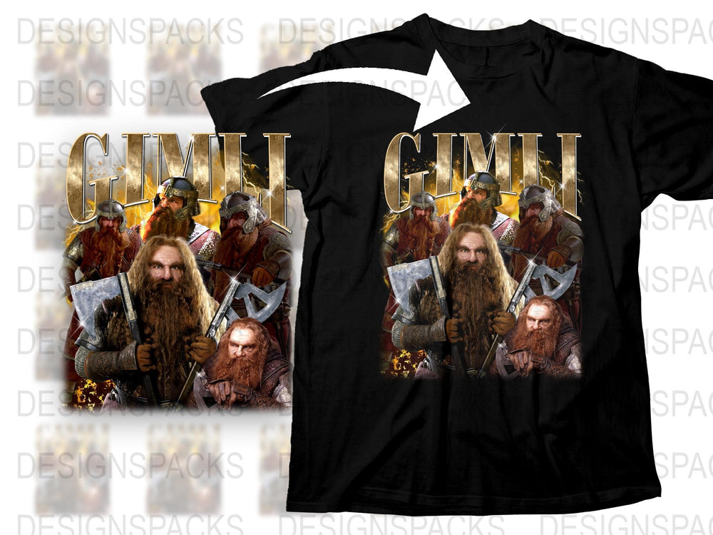 Epic Fantasy Dwarf Warrior Graphic T-Shirt, Medieval Battle Design, Men's Black Tee, Unique Gift Idea