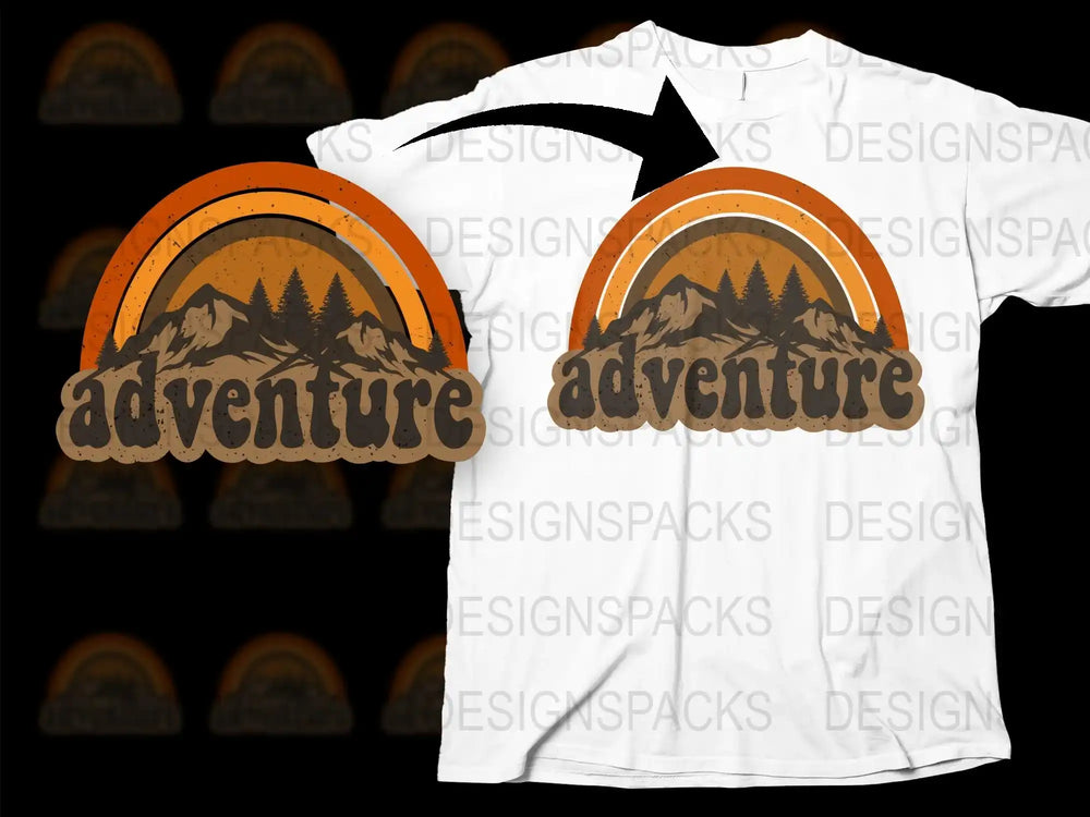 Adventure Mountain Graphic T-Shirt, Vintage Nature Hiking Tee, Outdoor Camping Apparel, Unisex White Cotton Shirt