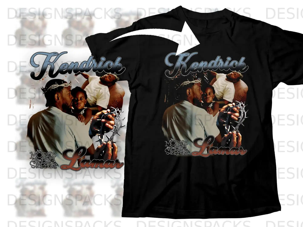Kendrick Lamar shirt with "Mr. Morale & The Big Steppers" text and portrait.