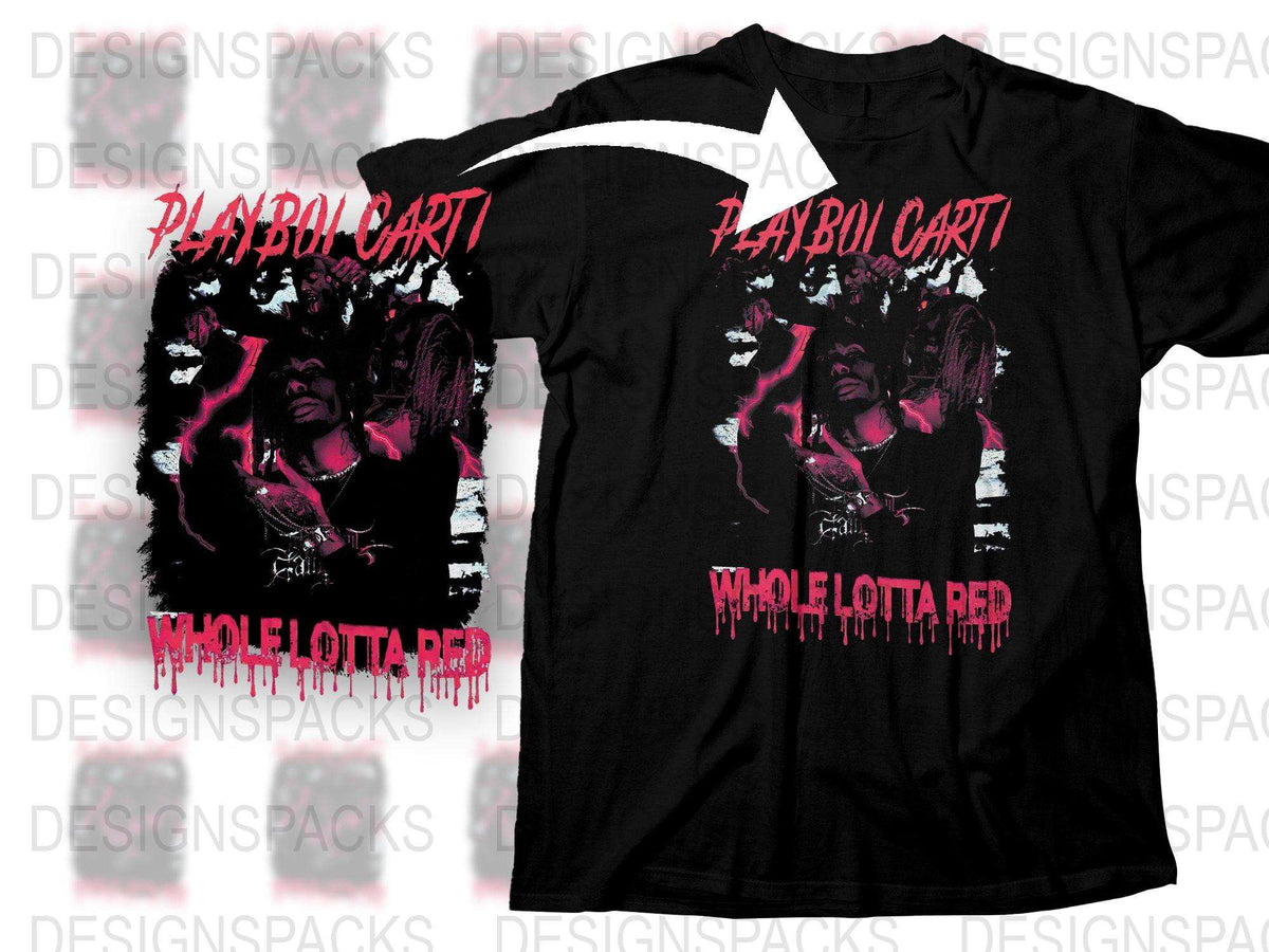 Playboi Carti Whole Lotta Red Album Art T-Shirt, Hip Hop Merch, Black Graphic Tee, Music Fan Apparel, Urban Streetwear Style Shirt