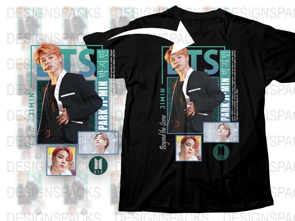 BTS Jimin Fan T-Shirt, K-Pop Idol Graphic Tee, Stylish Music Merchandise, Unisex Black Cotton Shirt