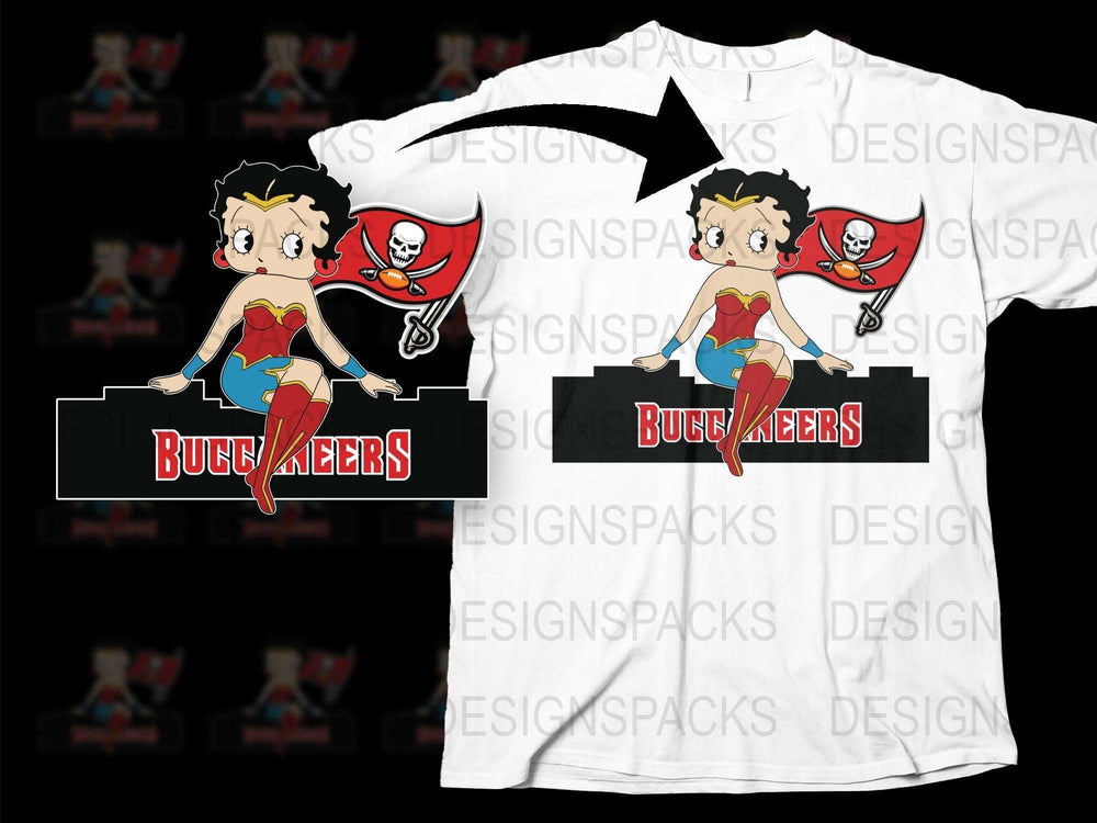 Vintage Buccaneers Pinup Girl T-Shirt, Classic Tattoo Style Graphic Tee, Retro Skull Design