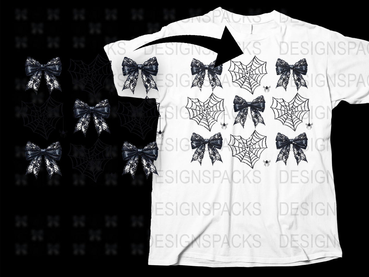 Gothic Spider Web and Bats T-Shirt, Black and White Halloween Tee, Unisex Graphic Shirt for Spooky Season