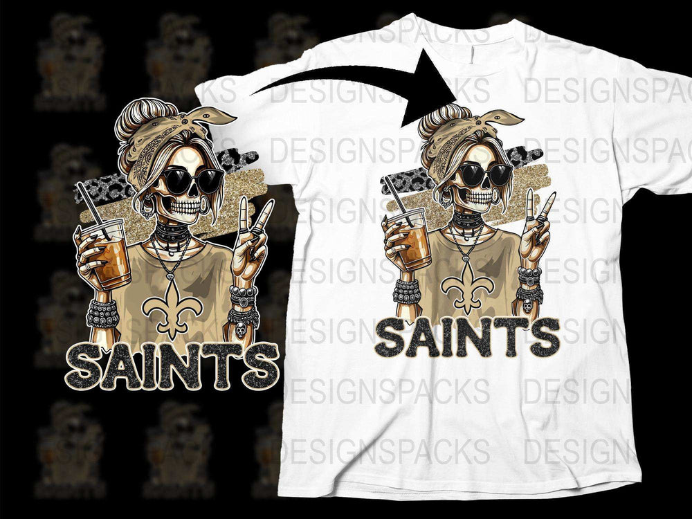 Skull Skeleton Saints T-Shirt, Gothic Biker Graphic Tee, Halloween Party, Trendy Hipster Clothing, Unisex Fashion Top