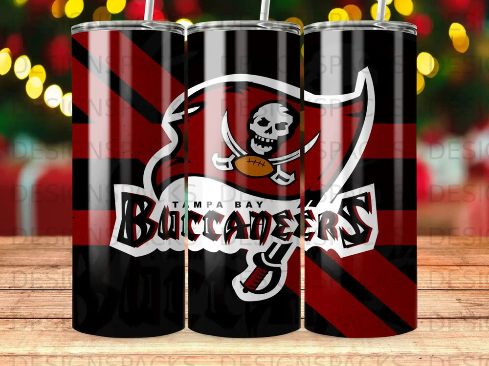 Tampa Bay Buccaneers Skull Football Stripes Tumbler product type
