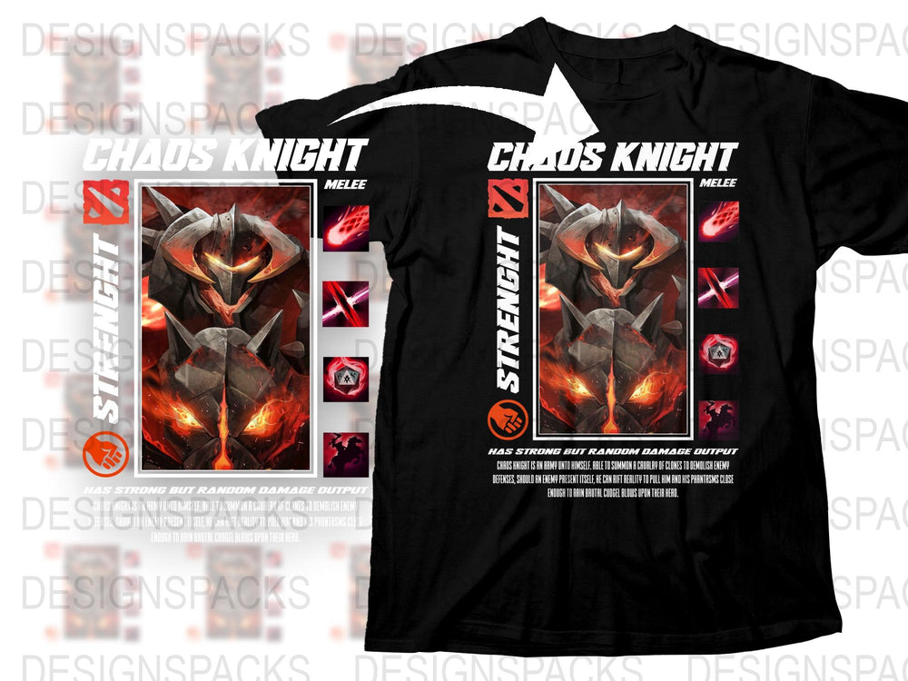 Chaos Knight Dota 2 Inspired T-Shirt, Gaming Graphic Tee, Black Cotton Shirt, Gamer Apparel, Gift for Gamers