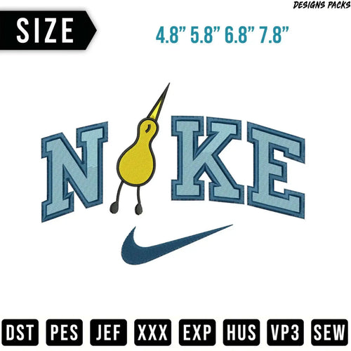 Nike logo with sizes and embroidery file types.