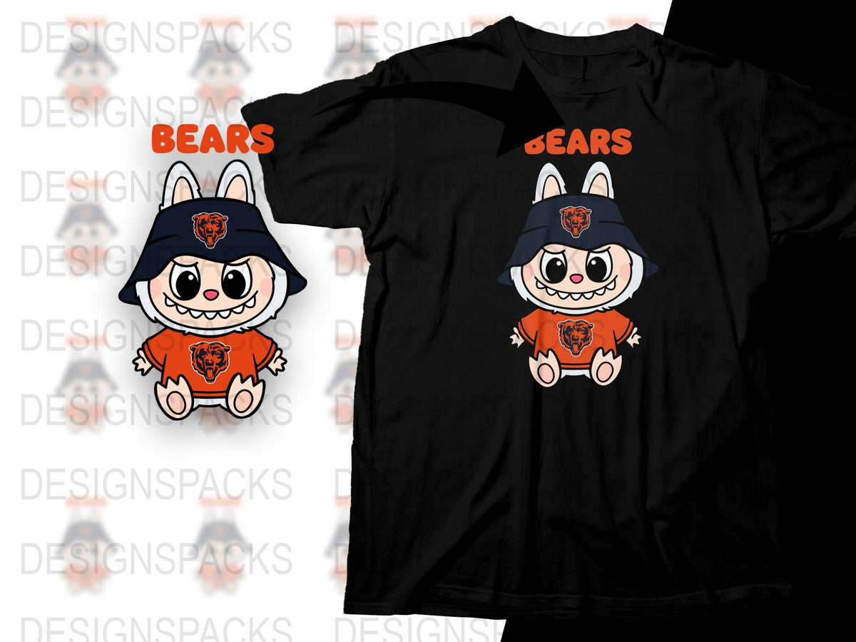 Cute Bear Character T-Shirt, Cartoon Animal Graphic Tee, Kids and Adults Casual Wear
