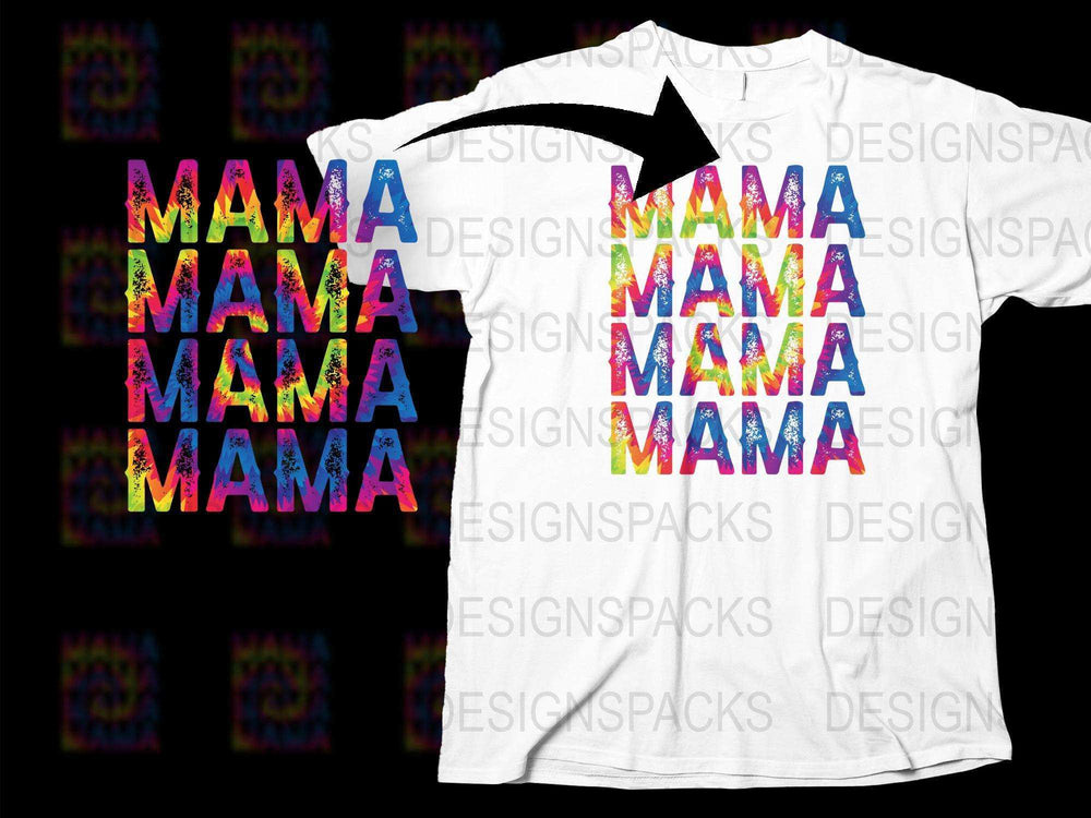 Colorful Mama Graphic T-Shirt, Bold Multi-Colored Print, Gift for Her, Casual Streetwear Style, All Sizes Available