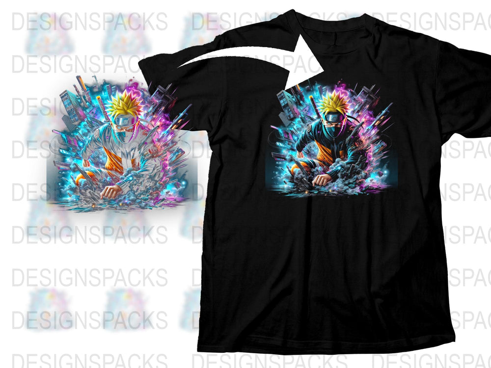 Colorful Dragon Warrior Graphic T-Shirt, Vibrant Anime Inspired Unisex Tee, Fantasy Art Shirt for Anime Lovers