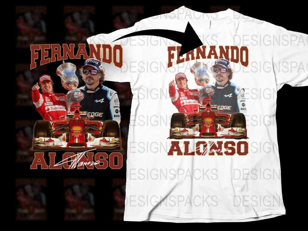 Fernando Alonso Racing T-Shirt, Formula 1 Fan Merchandise, Motorsport Graphic Tee, Collector's Item