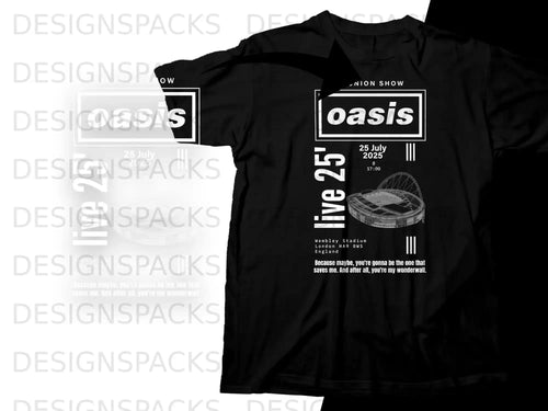 Oasis band shirt with concert details and 