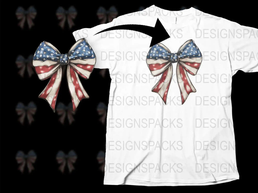 Patriotic Bow Tie T-Shirt, American Flag Design, Red White and Blue, Unisex Fashion, Casual Wear, Independence Day Outfit, Soft Cotton
