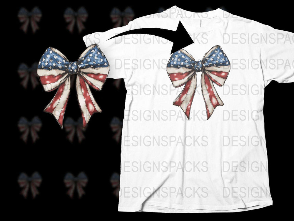 Patriotic Bow Tie T-Shirt, American Flag Design, Red White and Blue, Unisex Fashion, Casual Wear, Independence Day Outfit, Soft Cotton