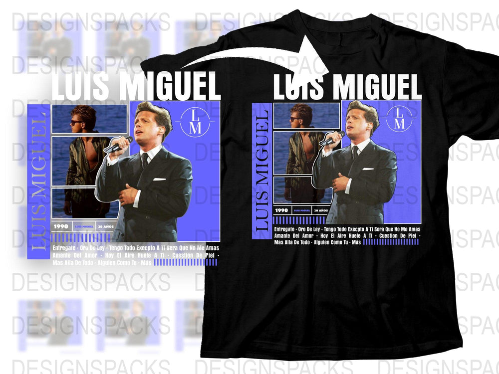 Luis Miguel Graphic T-Shirt, Vintage Pop Icon, 90s Music Star Tee, Collector's Item, Unisex Black Shirt