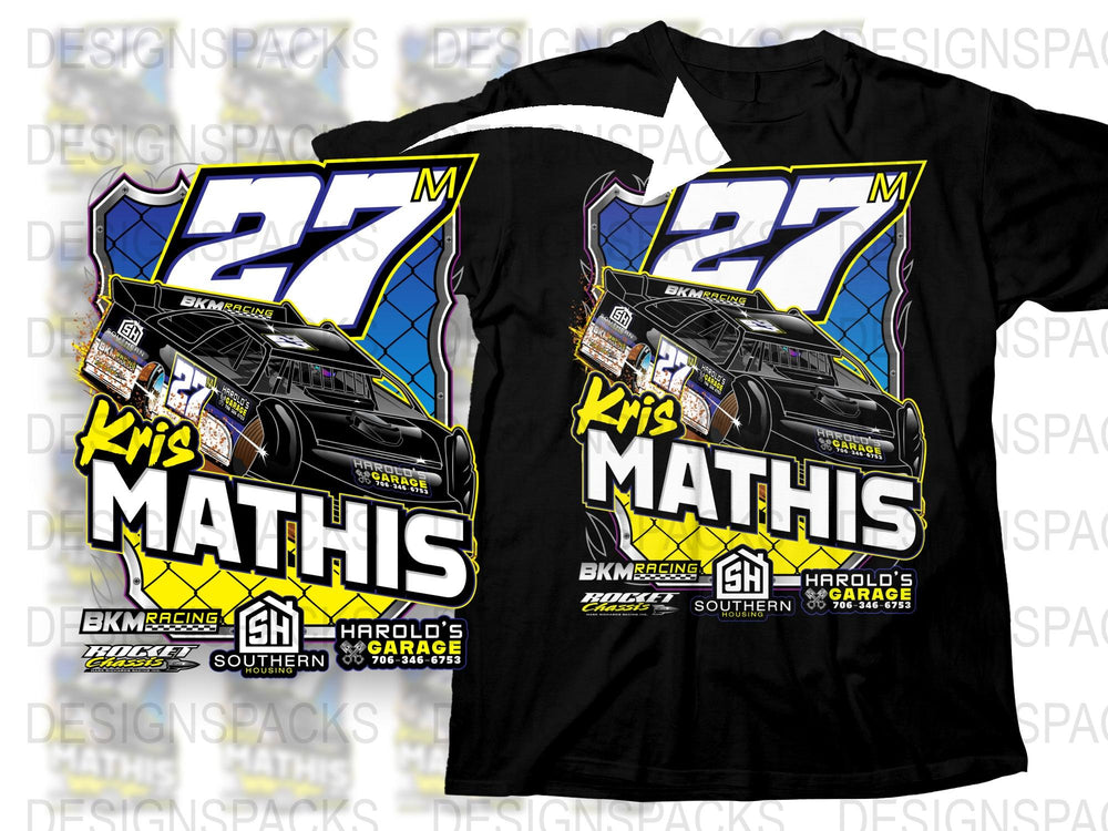 Kris Mathis Racing Shirt, Car Number 27, Black Graphic Tee, Motorsport Apparel
