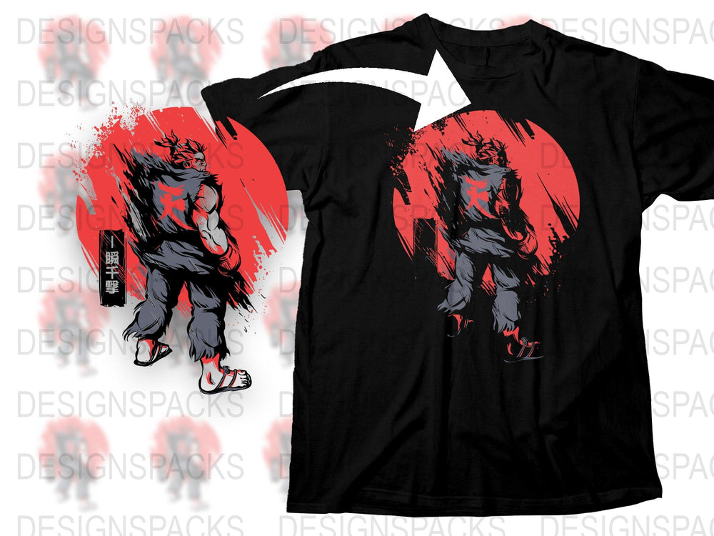 Red and Black Anime Graphic T-Shirt, Cool Manga Style Tee, Unisex Adult Clothing, Unique Anime Apparel