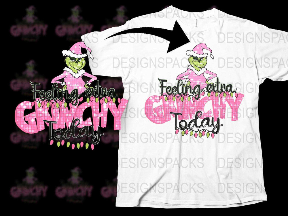 Grinch Feeling Extra Grinchy Today Pink T-shirt, Funny Christmas Holiday Tee, Cartoon Character Shirt, Gift Idea