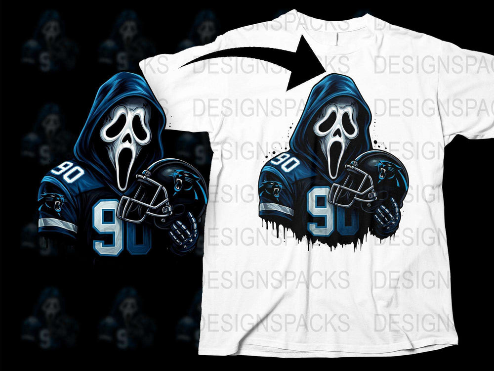 Ghost Face Football Jersey T-shirt, Scary Sports Fan Gear, Adult Unisex Halloween Costume Apparel