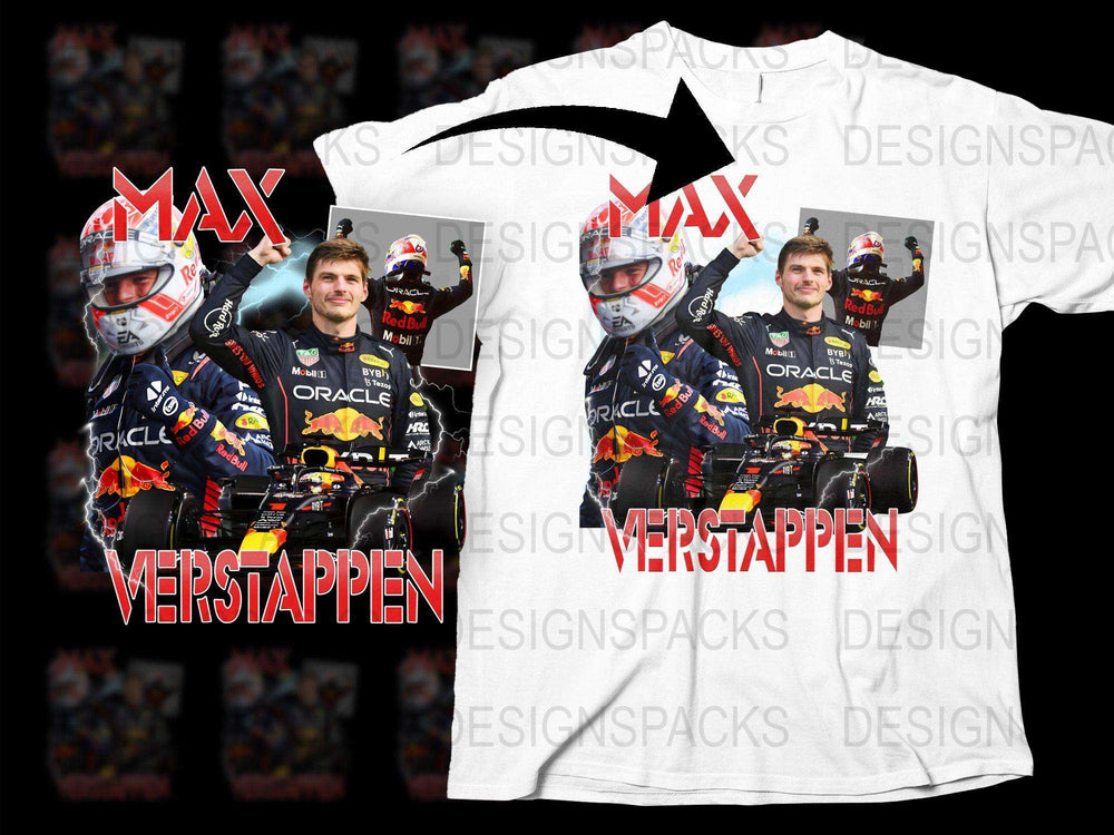 Max Verstappen T-Shirt, Formula One Racing Fan Apparel, Red Bull Graphics Tee