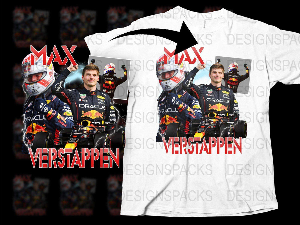 Max Verstappen T-Shirt, Formula One Racing Fan Apparel, Red Bull Graphics Tee