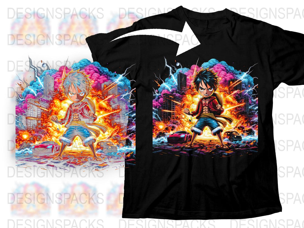 Anime Inspired T-Shirt, Colorful Battle Scene Graphic Tee, Vibrant Unisex Casual Shirt