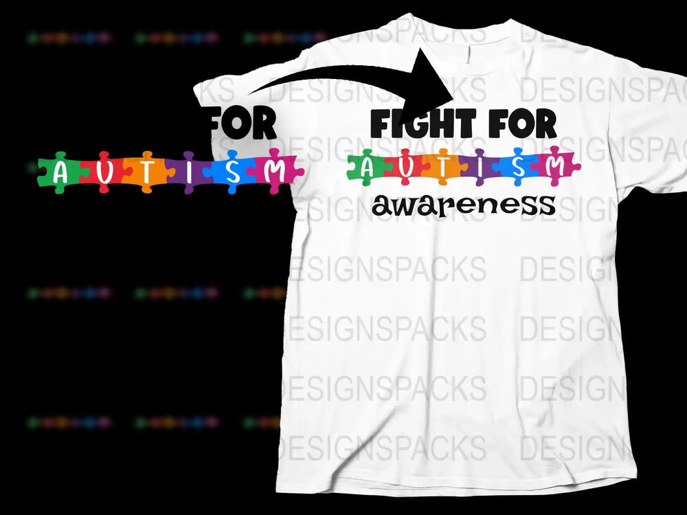Autism Awareness T-Shirt, Colorful Puzzle Pieces Design, Fight For Autism Support Tee