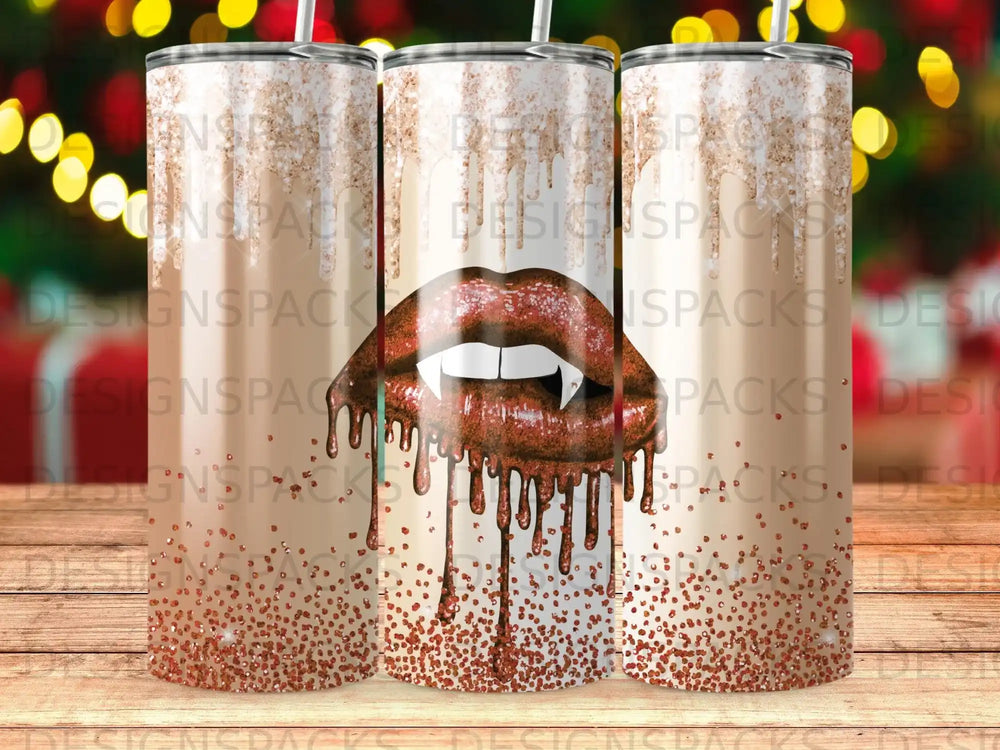 Glitter Dripping Lips Vampire Design Champagne Sparkle product type