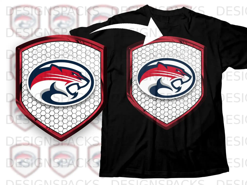 Fierce Panther Shield Design Graphic T-shirt