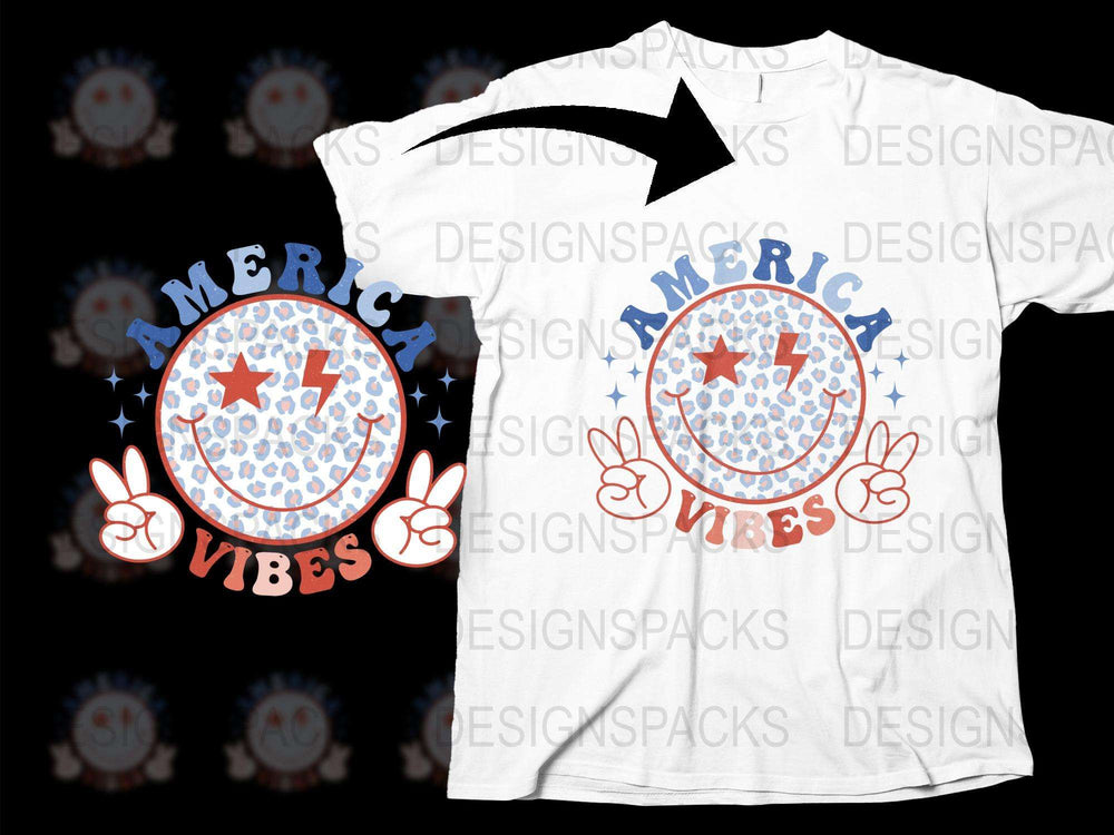 America Vibes T-Shirt, Patriotic Tee, Red White Blue Star Casual Wear, USA Graphic Shirt, Unisex Fashion Top
