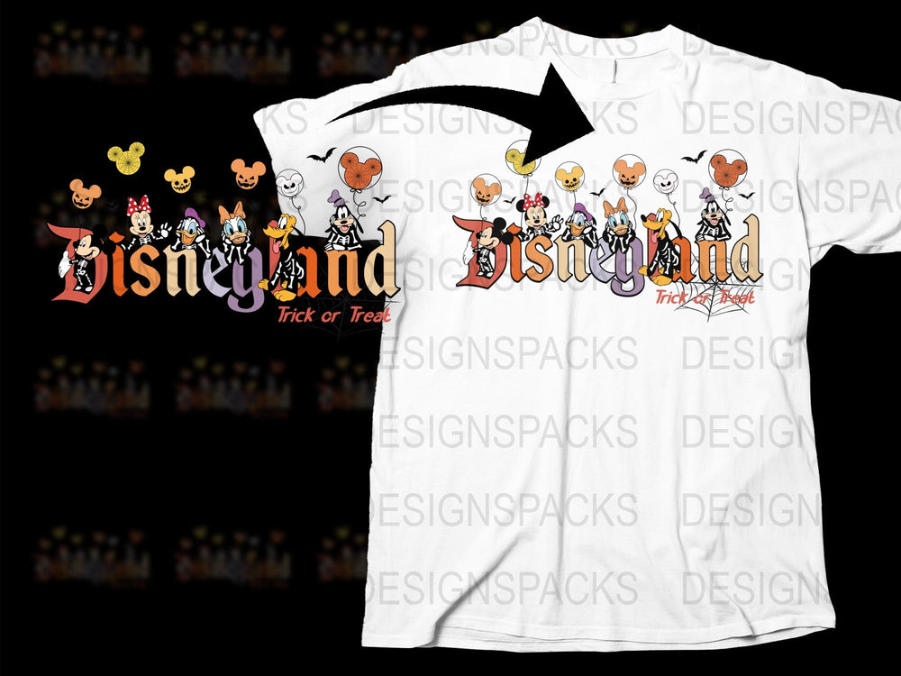 Disneyland Halloween T-Shirt Trick or Treat Mickey Friends Family Tee