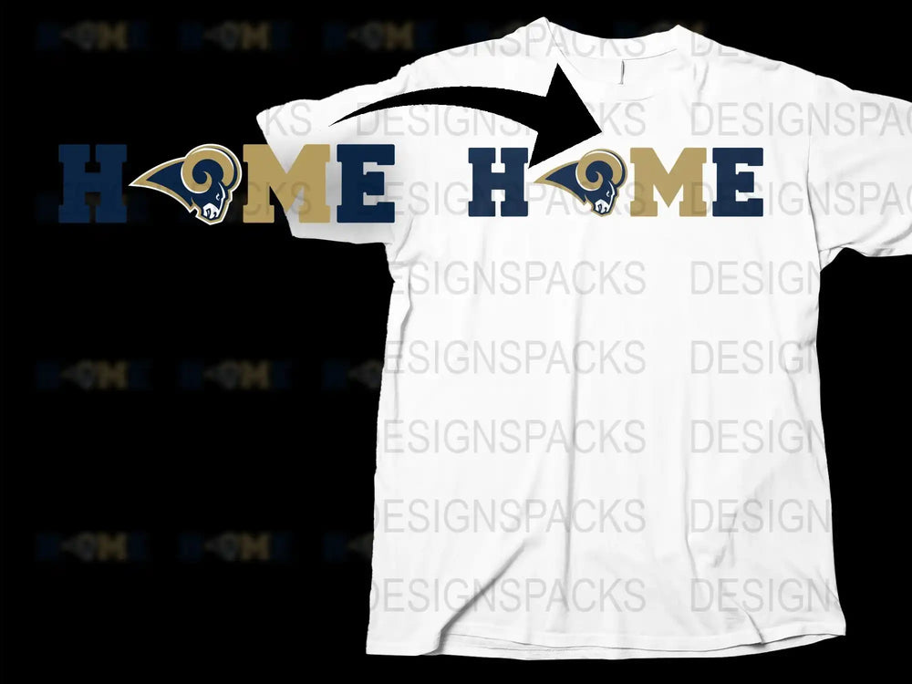Los Angeles Rams Home Graphic T-Shirt, NFL Team White Tee, Sports Casual Wear